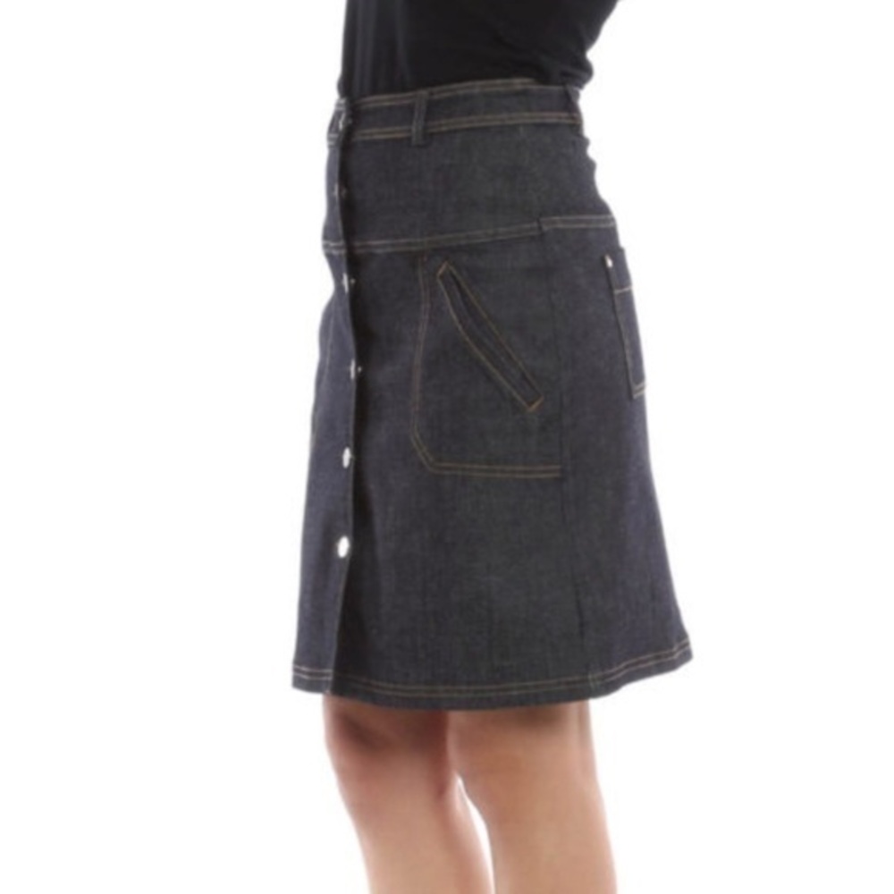 Carven Button Front Denim Skirt